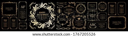 Halloween frame material, October, antique decoration, vintage pattern, plant ivy Royalty-Free Stock Photo #1767205526