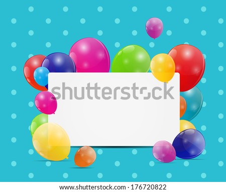 Color glossy balloons birthday card  background vector illustration