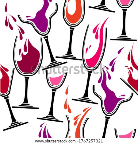 Seamless stylized pattern with glasses of wine.