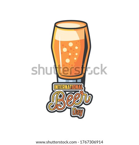 International beer day with glass detailed style icon design, Festival pub alcohol bar and drink theme Vector illustration