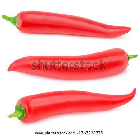 Set of red hot chili peppers isolated on a white background. Clip art image for package design.