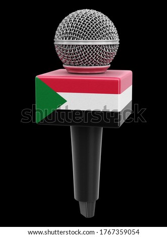3d illustration. Microphone and Sudan flag. Image with clipping path
