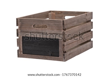 Crate Rustic Wooden Apple Old Crate Wooden Box Wood Fruit Box Produce Packaging Farm Produce Packing Crate Black Board Sign Label to End Clipping Work Path Included in JPEG for Easy Compositing