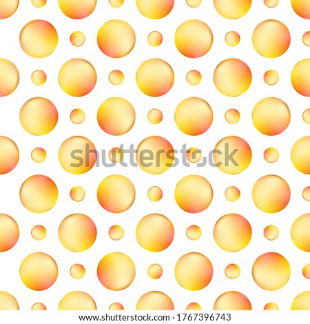 Abstract fashion polka dots background. White seamless pattern with colorful gradient circles. Template design for invitation, poster, card, flyer, banner, textile, fabric. Halftone card.