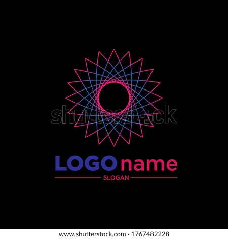Logo design templates, with abstract circular striped color gradient icons