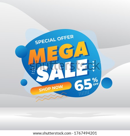 Mega sale banner template design, Big deal special offer end of season  vector illustration. for offline online shop promotion discount sign