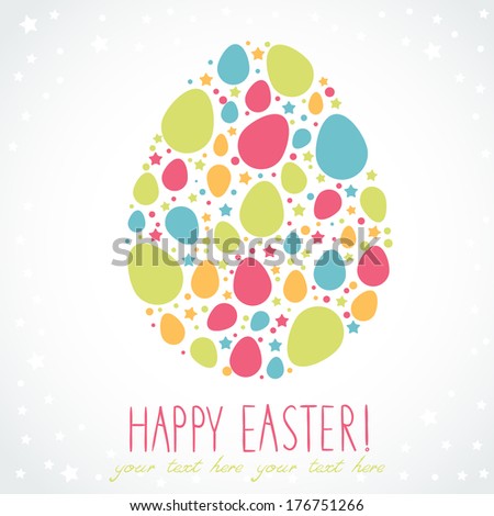 Easter egg stylized cute greeting or invitation card