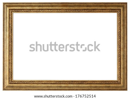 Gold picture frame. Isolated path and over white background 