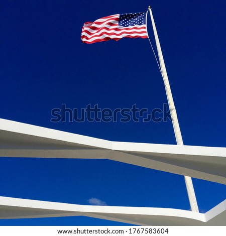USA Flag Waving Strong At Pearl Harbor