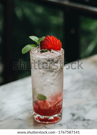 Rose strawberry mojito fresh drink