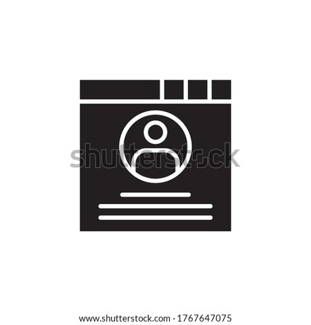 web profile icon glyph vector illustration black style. isolated on white background