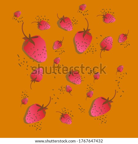 Strawberry pattern on an orange background