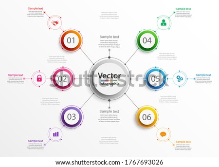 Creative concept for infographic. Business data visualization. Abstract elements diagram with 6 steps, options, parts or processes. Vector business template for presentation