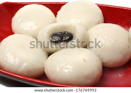 chinese food glue pudding in a bowl closeup photograph isolated on white background  Royalty-Free Stock Photo #176769992