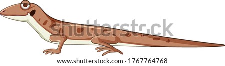 Gecko or lizard in brown cartoon style isolated illustration