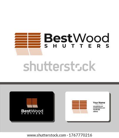 Simple and outstanding logo template design that illustrates brown wood shutters for interior design companies