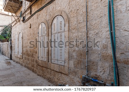 Quiet streets in the Mamila quarter in Jerusalem, Israel. The Maaravim Street.