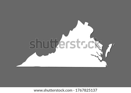 Virginia vector map with single land area using white color on dark background illustration