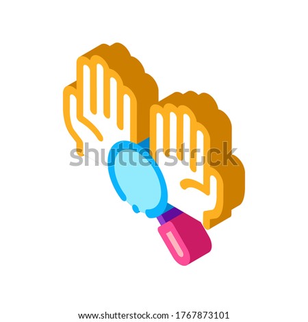 Hands And Magnifier Icon Vector. Isometric Hands And Magnifier sign. color isolated symbol illustration