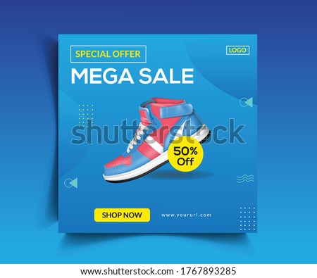 Shoes Sale Post Web Banner Template Design Royalty-Free Stock Photo #1767893285