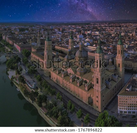 Aerial view in Zaragoza, city of Aragon,Spain. Drone photo
