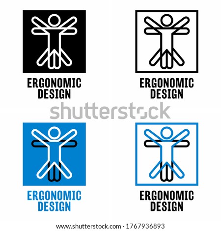 Adjusted to the needs and comfort "ergonomic design" information sign Royalty-Free Stock Photo #1767936893