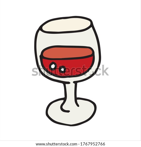 
vector illustration in doodle style, cartoon. glass of wine. simple icon of a glass of red wine, juice. clip art drinks alcohol