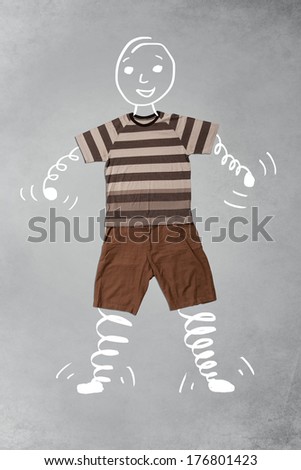 Funny cartoon character in casual urban clothes