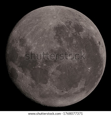 Full moon picture taken with an astronomical telescope at night