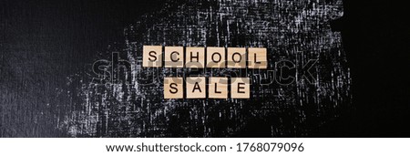 Back to School. School sale with trendy shadow on blackboard