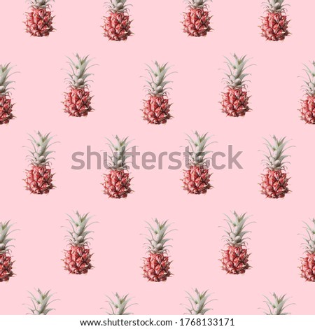 Pineapple plant on pink background. Element of seamless pattern. Photo print