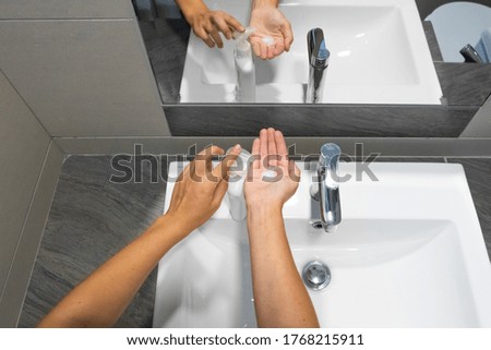 Washing hands rubbing with soap woman for corona virus prevention, hygiene to stop spreading coronavirus.