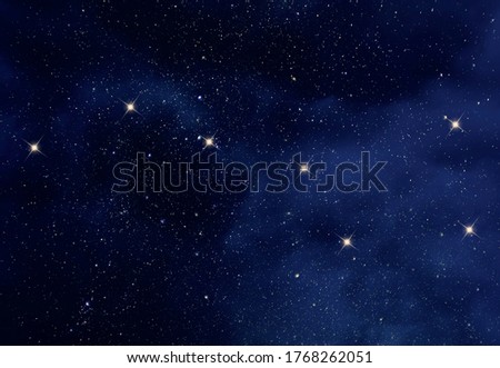 Starry night sky with Ursa Major constellation or the Great Bear and the Big Dipper constellation Royalty-Free Stock Photo #1768262051