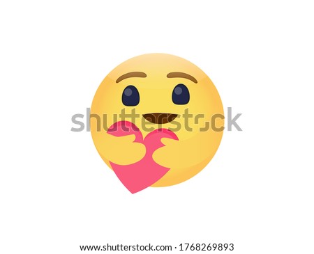 Vector illustration of facebook care emoji hugging face hold red love care of Covid-19
