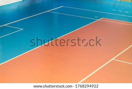 Empty gym with volleyball court, marking on the floor for sports games. Royalty-Free Stock Photo #1768294922