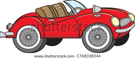 Cartoon illustration of a convertible sports car.
