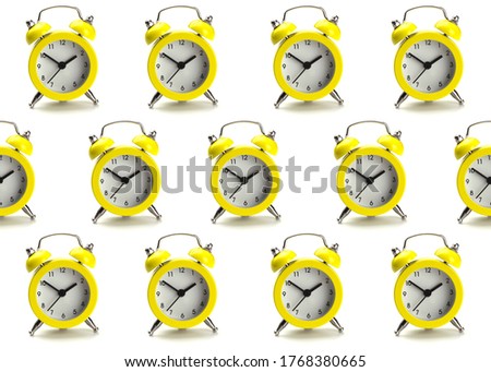 yellow alarm clock pattern on a white background