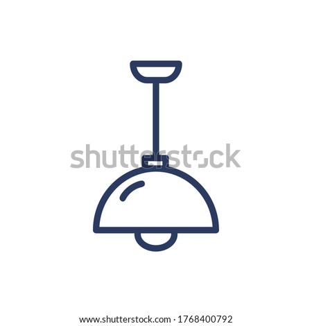 Ceiling lamp thin line icon. Chandelier, pendant, hanging dome isolated outline sign. Home interior, furniture, light concept. Vector illustration symbol element for web design and apps