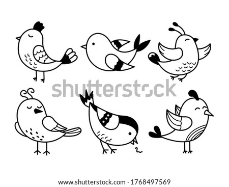 Bird black line doodle illustration