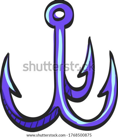 Fishing hook icon in color drawing. Sport leisure water sea fisherman