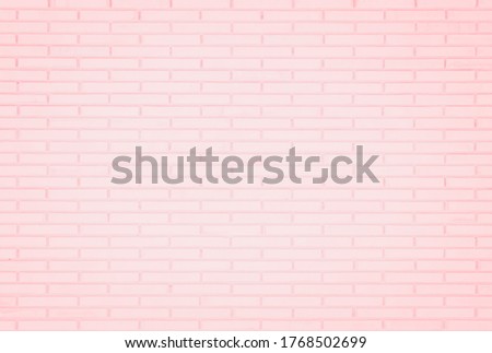 Pastel Pink and White brick wall texture background. Brickwork or stonework flooring interior rock old pattern clean concrete grid uneven brick design stack. Home or office design backdrop decoration.