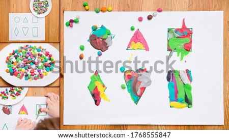Shapes from plasticine balls. Fine motor skills and arm muscle tone  training. Early education of children. Montessori methodology.