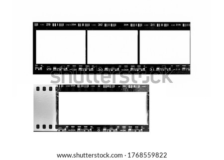 (35 mm.) film collections frame.With white space.film camera. Royalty-Free Stock Photo #1768559822