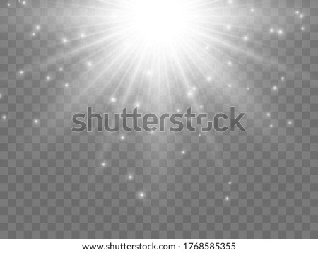 Sunlight on a transparent background. Isolated white rays of light. Vector illustration