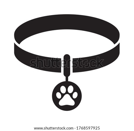 Pet collar or dog collar with tag flat vector icon for apps and websites