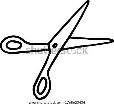doodle hand-drawn scissors open school black and white doodle style
