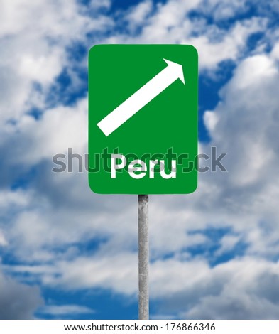 Peru road sign over sky background