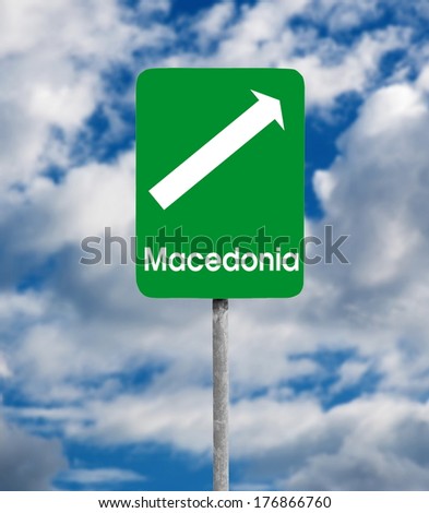 Macedonia road sign over sky background