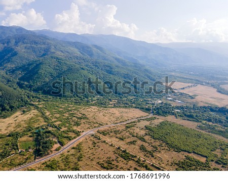 Aerial view of Petrich valley, Blagoevgrad region, Bulgaria