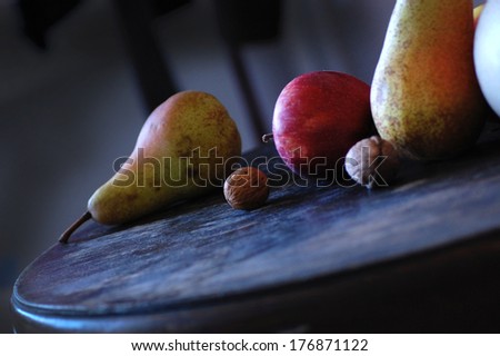 Pair, Apple and other fruits in retro style poster pictures